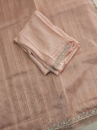 Premium Organza Designer Saree with Stone Work  - Peach