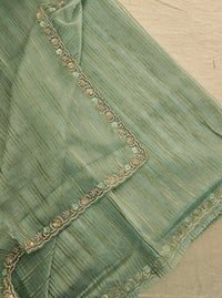 Premium Organza Designer Saree with Stone Work  - Sea Green