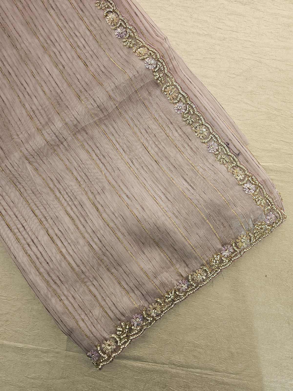 Premium Organza Designer Saree with Stone Work  - Lavender