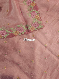 Premium Crushed Designer Soft Saree  -  Pink