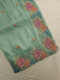 Premium Crushed Designer Soft Saree  - Sea Green