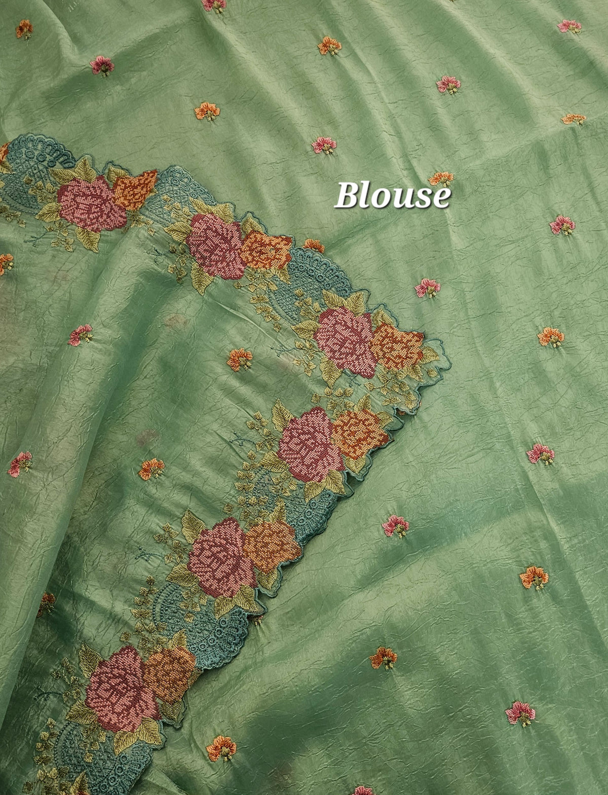 Premium Crushed Designer Soft Saree  - Sea Green