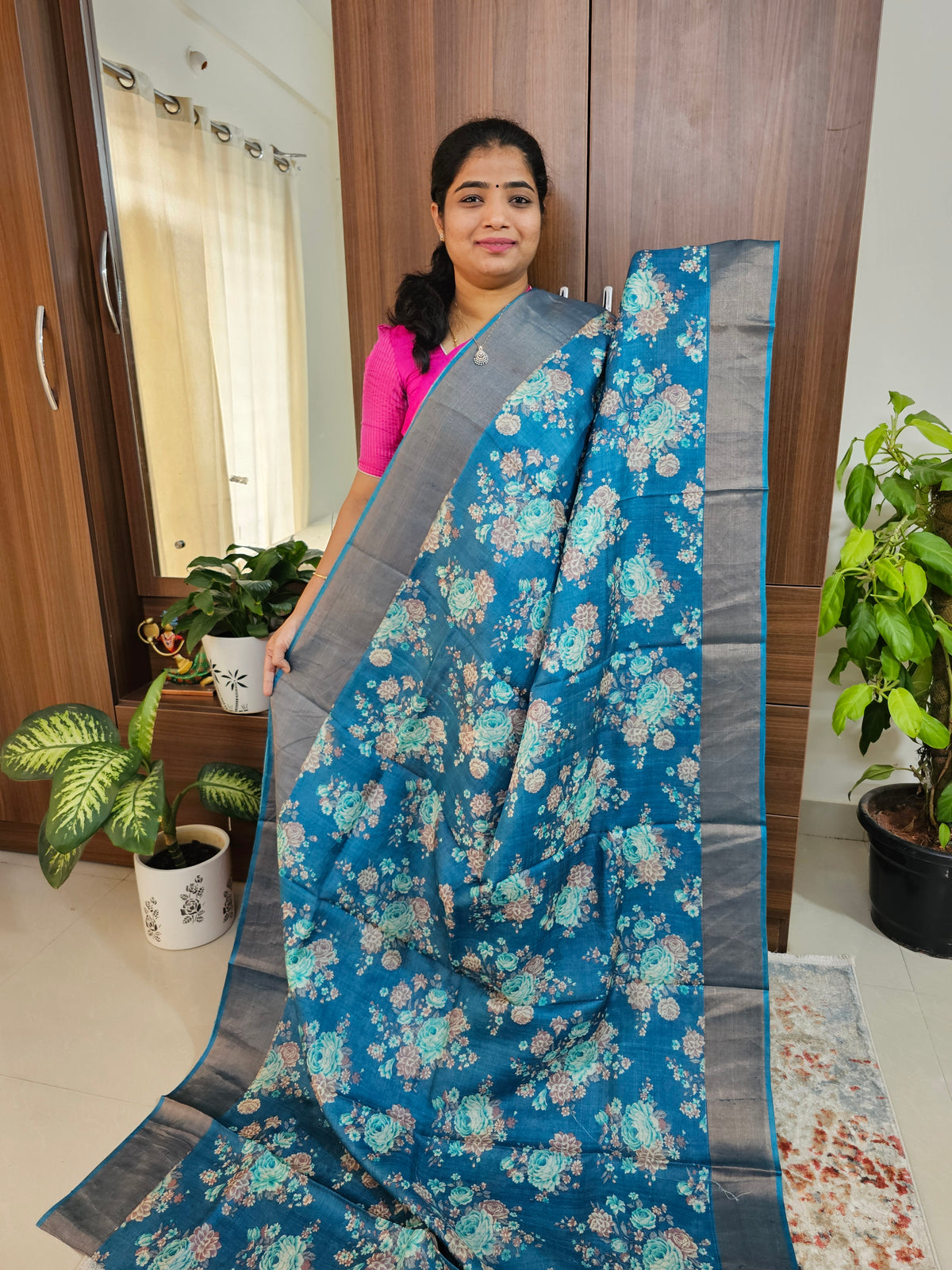 Desi Tussar - Cobalt Blue