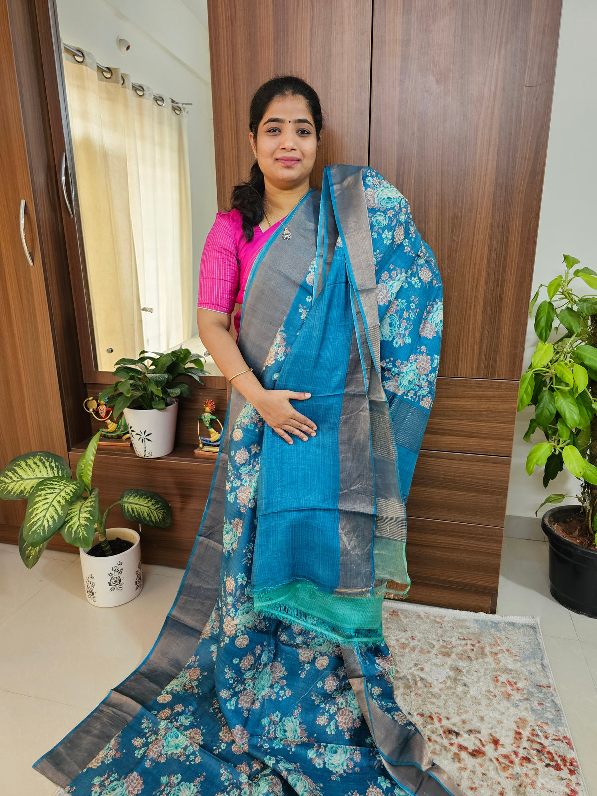 Desi Tussar - Cobalt Blue