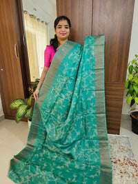 Desi Tussar - Sea Green with Cream