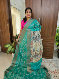 Desi Tussar - Sea Green with Cream