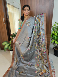 Matka Tussar with Choodi Border - Grey