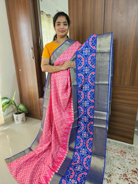 Pochampally Art Silk Saree - Pink with Blue