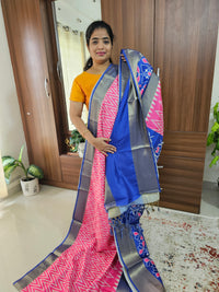 Pochampally Art Silk Saree - Pink with Blue