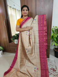 Semi Ghicha with Hand Emboridery Saree - Pink