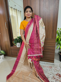 Semi Ghicha with Hand Emboridery Saree - Pink