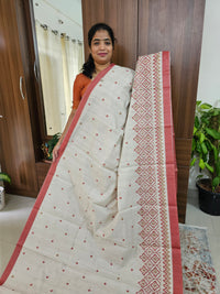 Semi Tussar with Digital Printed Saree - Cream with Marron