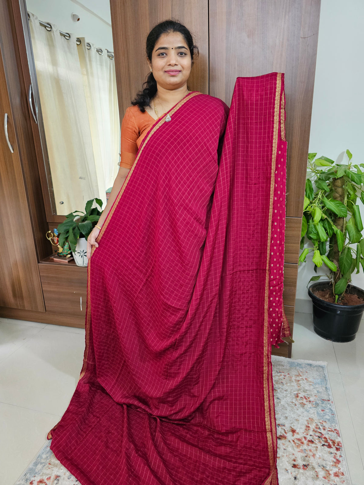 Chiffon Designer Saree - Maroon