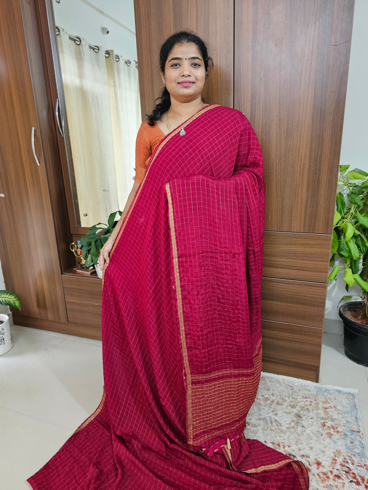 Chiffon Designer Saree - Maroon