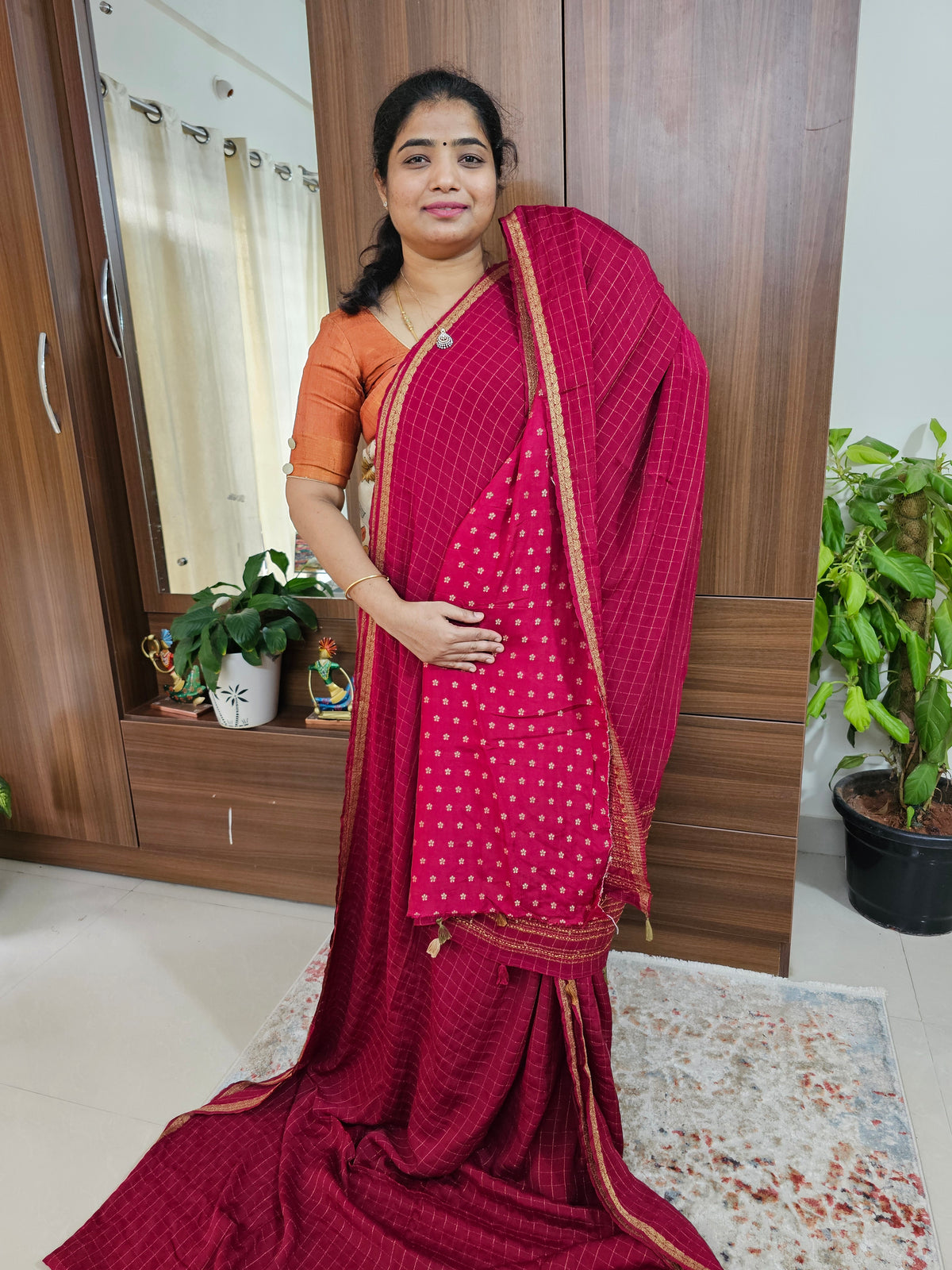 Chiffon Designer Saree - Maroon