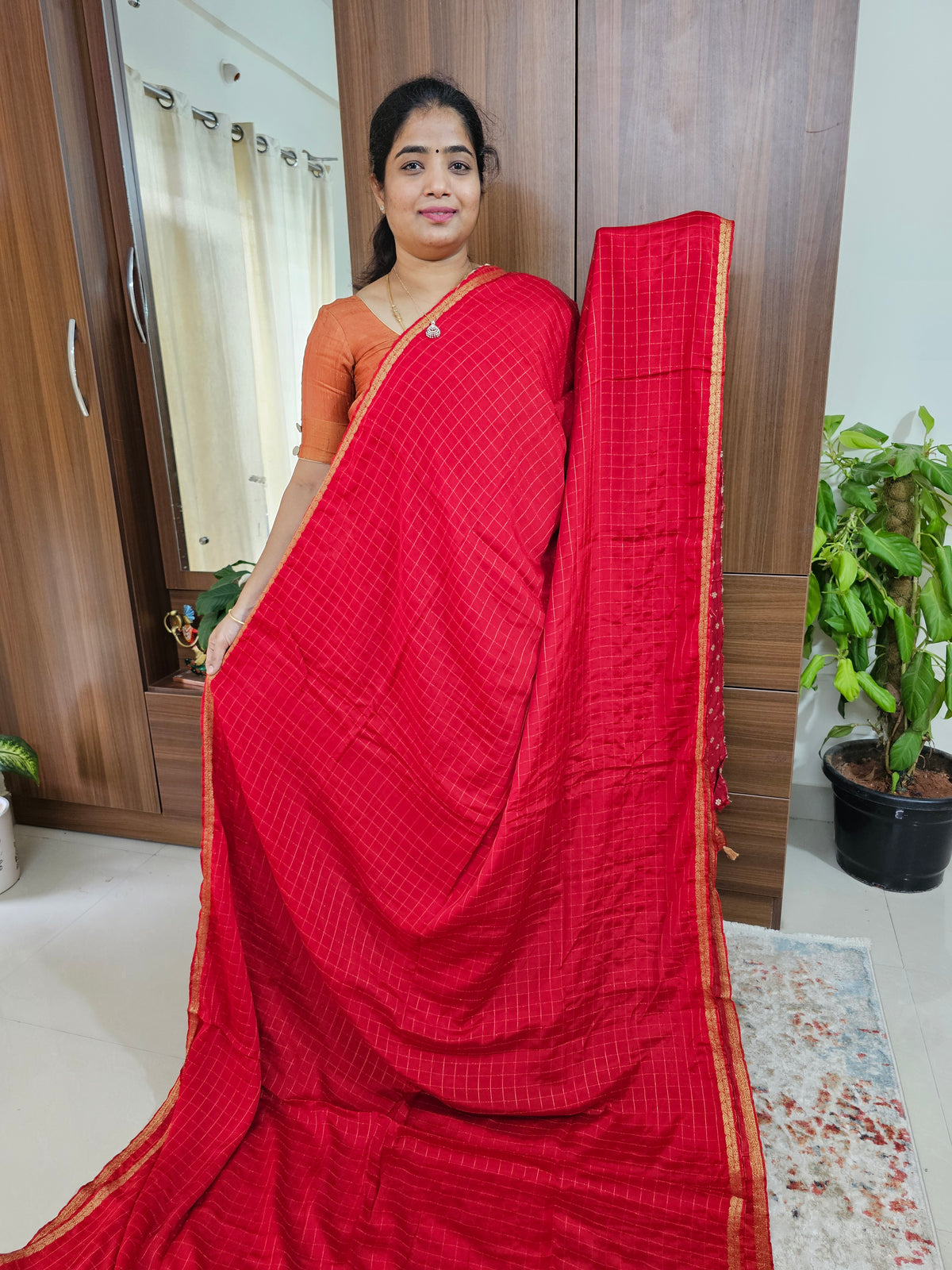 Chiffon Designer Saree - Red