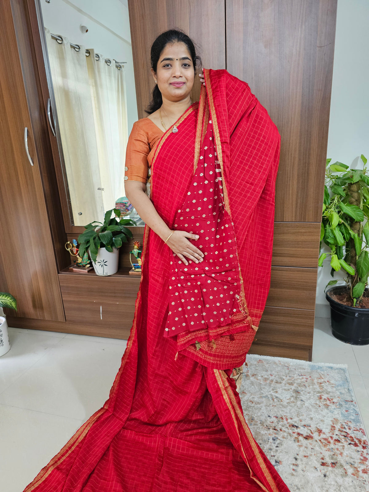 Chiffon Designer Saree - Red