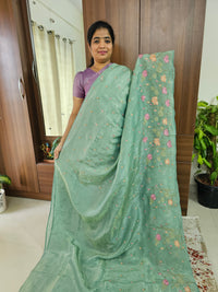 Premium Crushed Designer Soft Saree - Sea Green