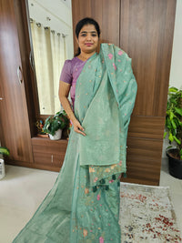 Premium Crushed Designer Soft Saree - Sea Green