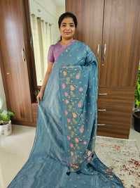 Premium Crushed Designer Soft Saree - Dark Blue