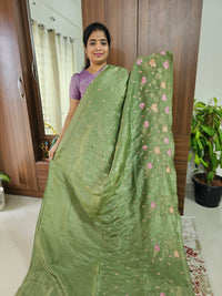 Premium Crushed Designer Soft Saree -  Green