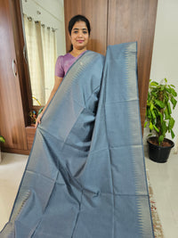 Semi Raw Silk Saree - Grey with Black