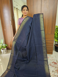 Semi Raw Silk Saree - Blue with Red