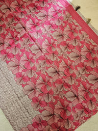 Semi Tussar with Digital Printed Saree - Pink