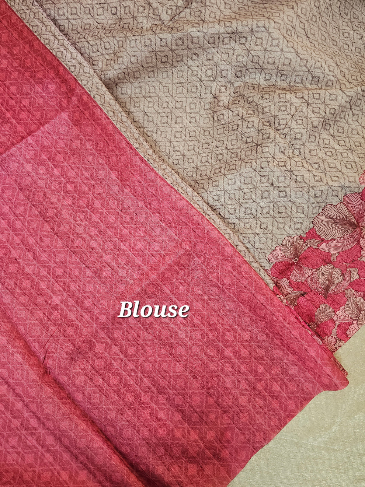 Semi Tussar with Digital Printed Saree - Pink