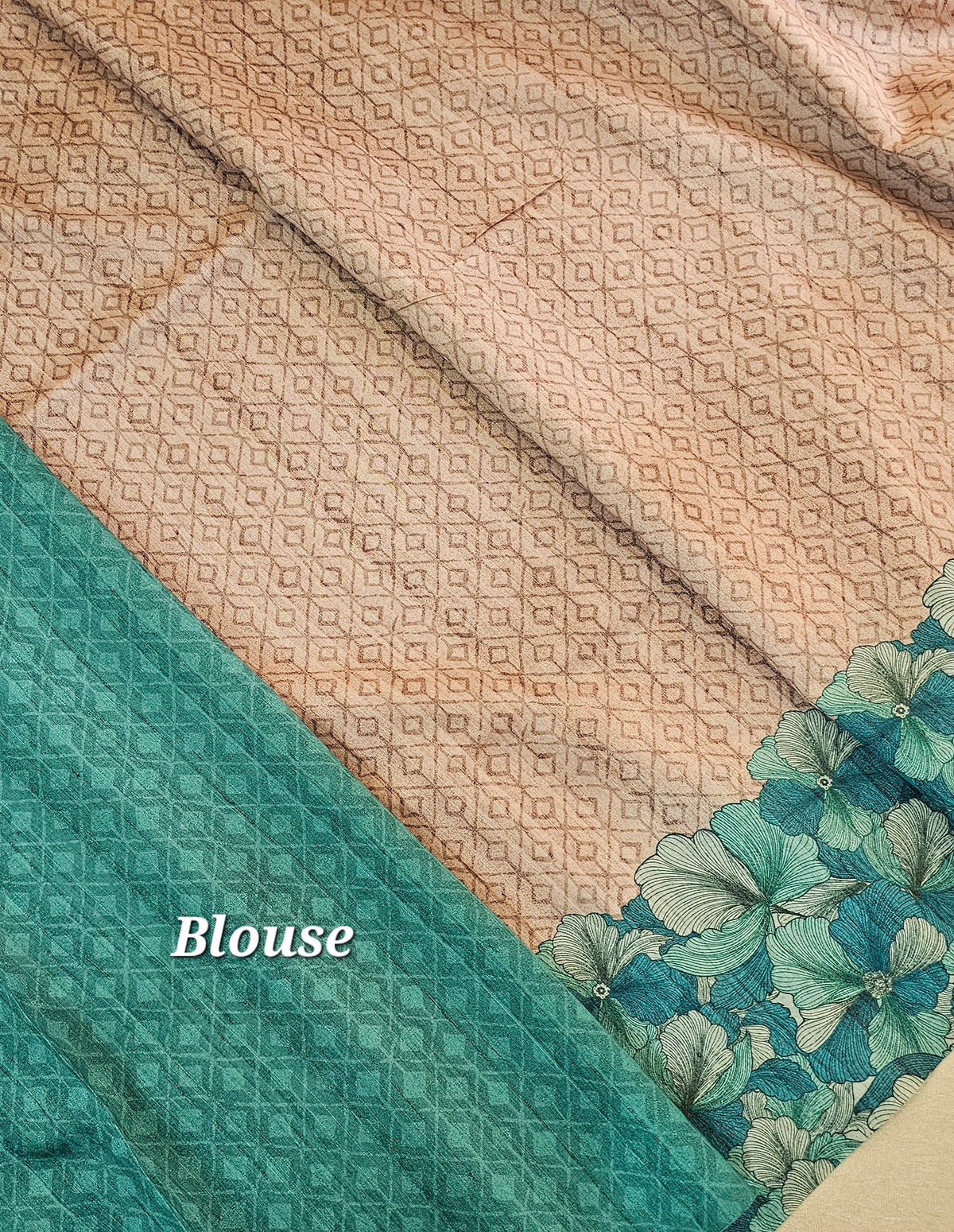 Semi Tussar with Digital Printed Saree - Sea Green