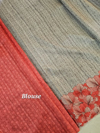 Semi Tussar with Digital Printed Saree - Red