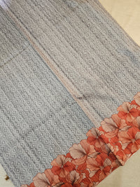 Semi Tussar with Digital Printed Saree - Rust Orange