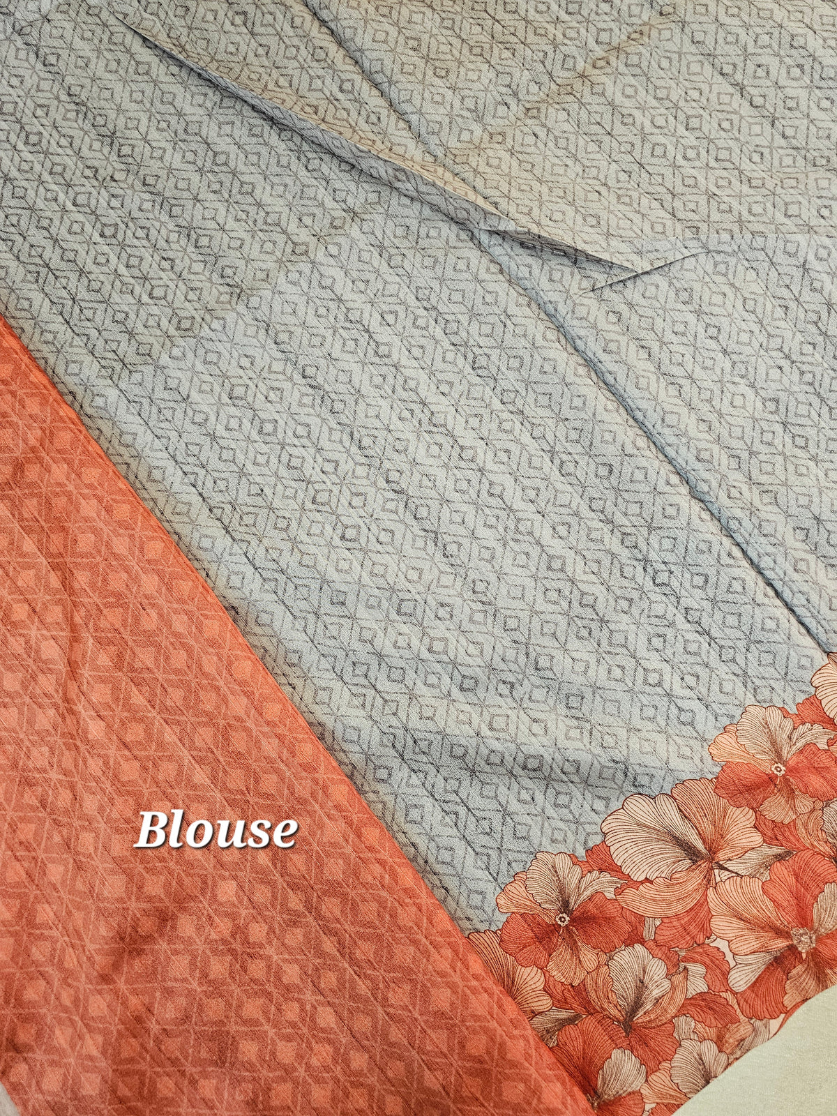 Semi Tussar with Digital Printed Saree - Rust Orange