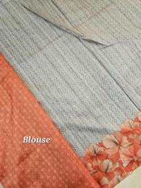 Semi Tussar with Digital Printed Saree - Rust Orange