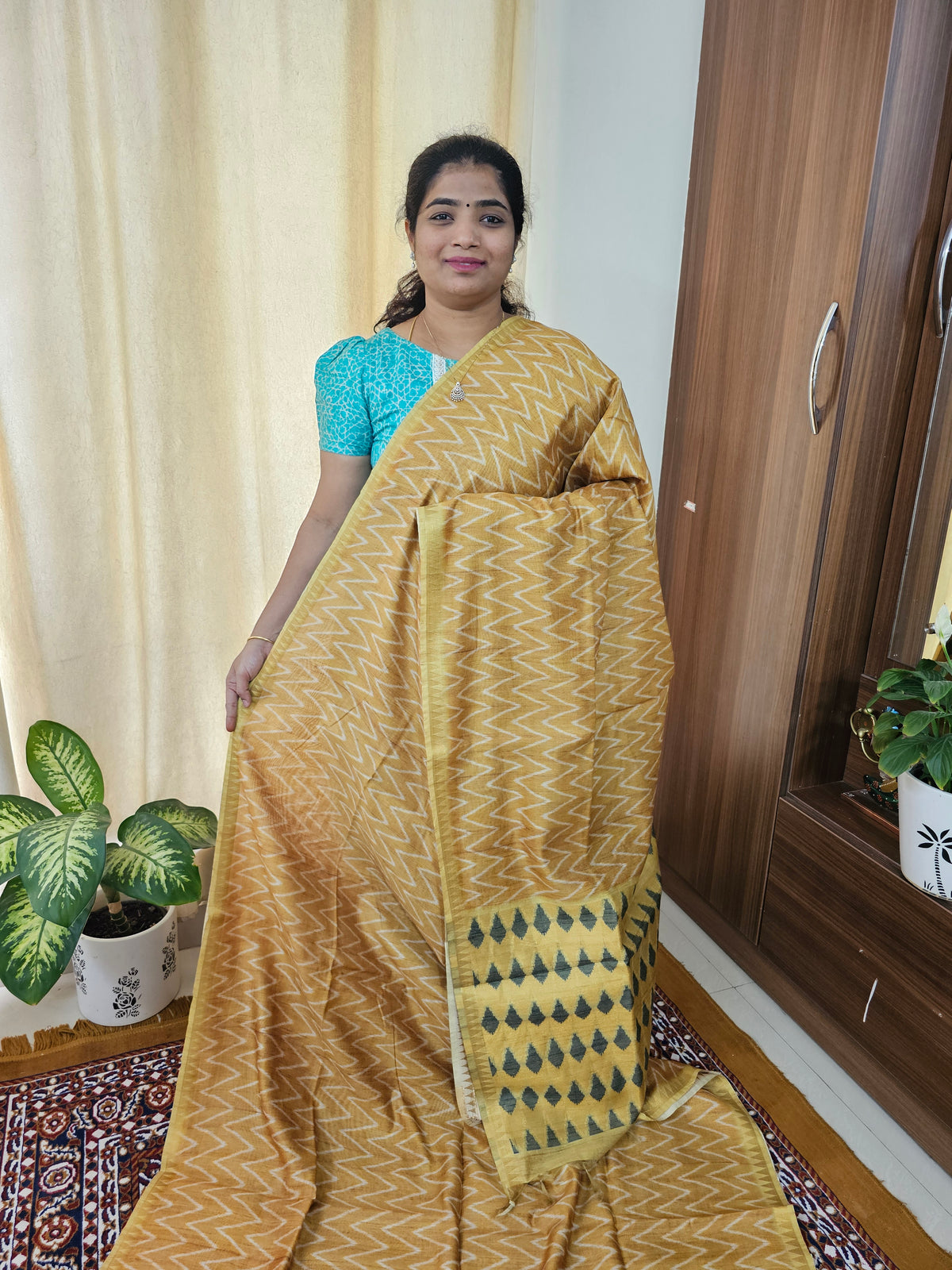 Soft Semi Tussar with Zari Weaving Border - Mustard Yellow