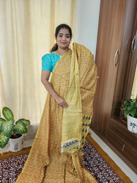 Soft Semi Tussar with Zari Weaving Border - Mustard Yellow