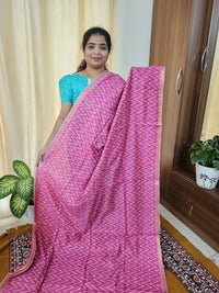 Soft Semi Tussar with Zari Weaving Border - Pink