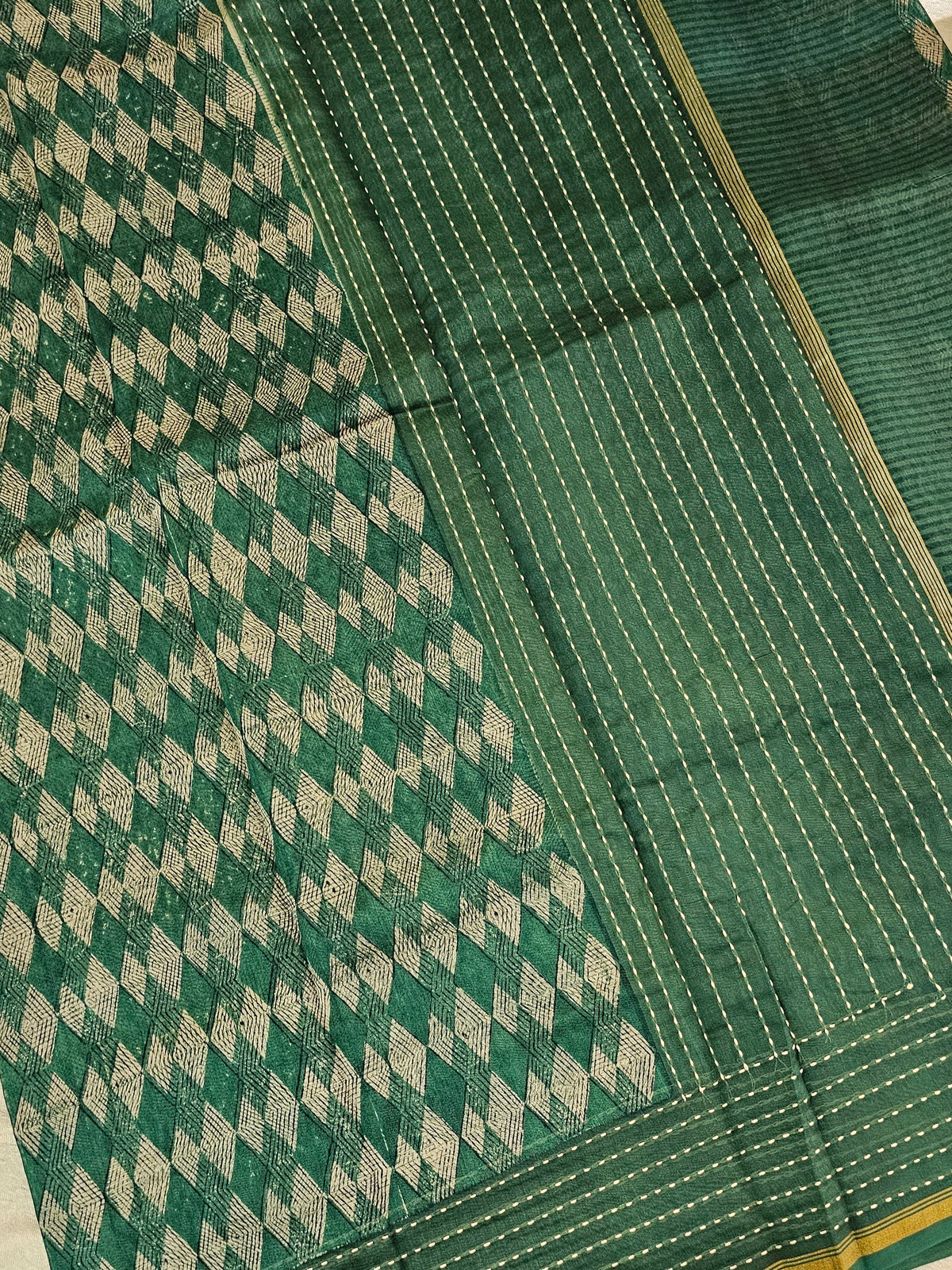 Pure Chanderi Butter Silk - Dark Green