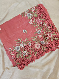 Premium Crushed Designer Soft Saree  - Pink