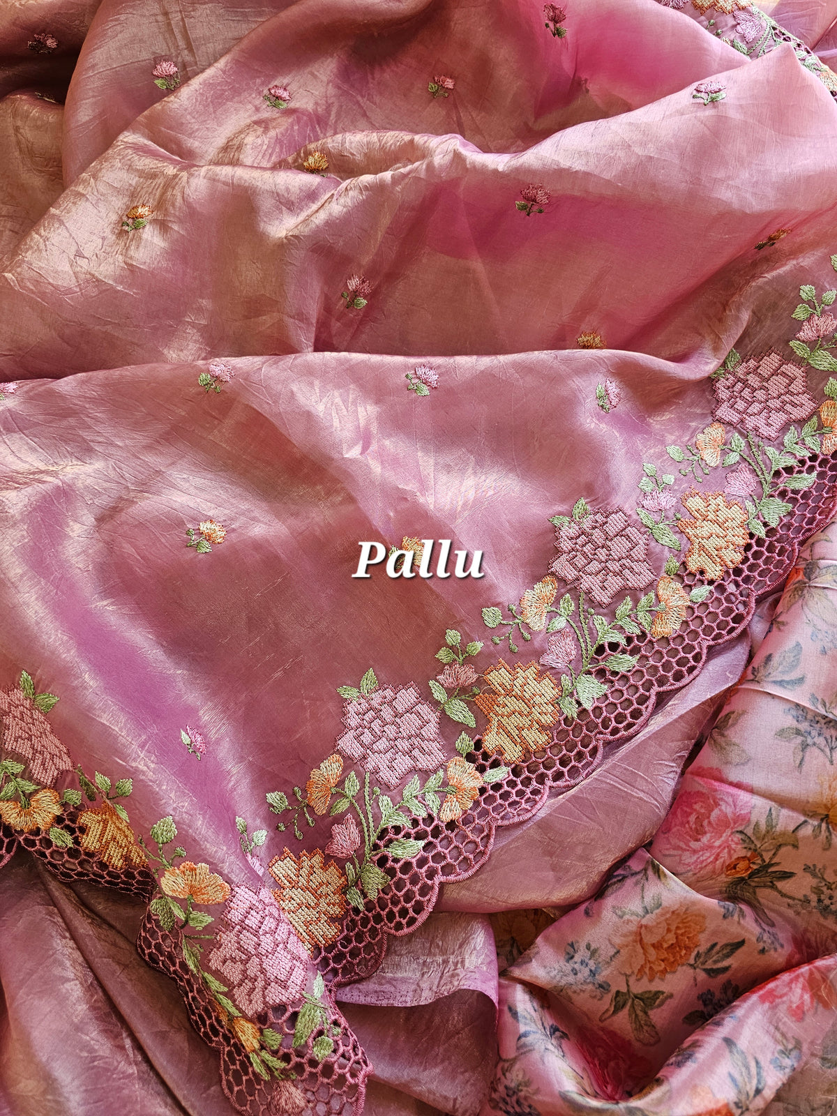 Premium Crushed Designer Soft Saree  -  Onion Pink