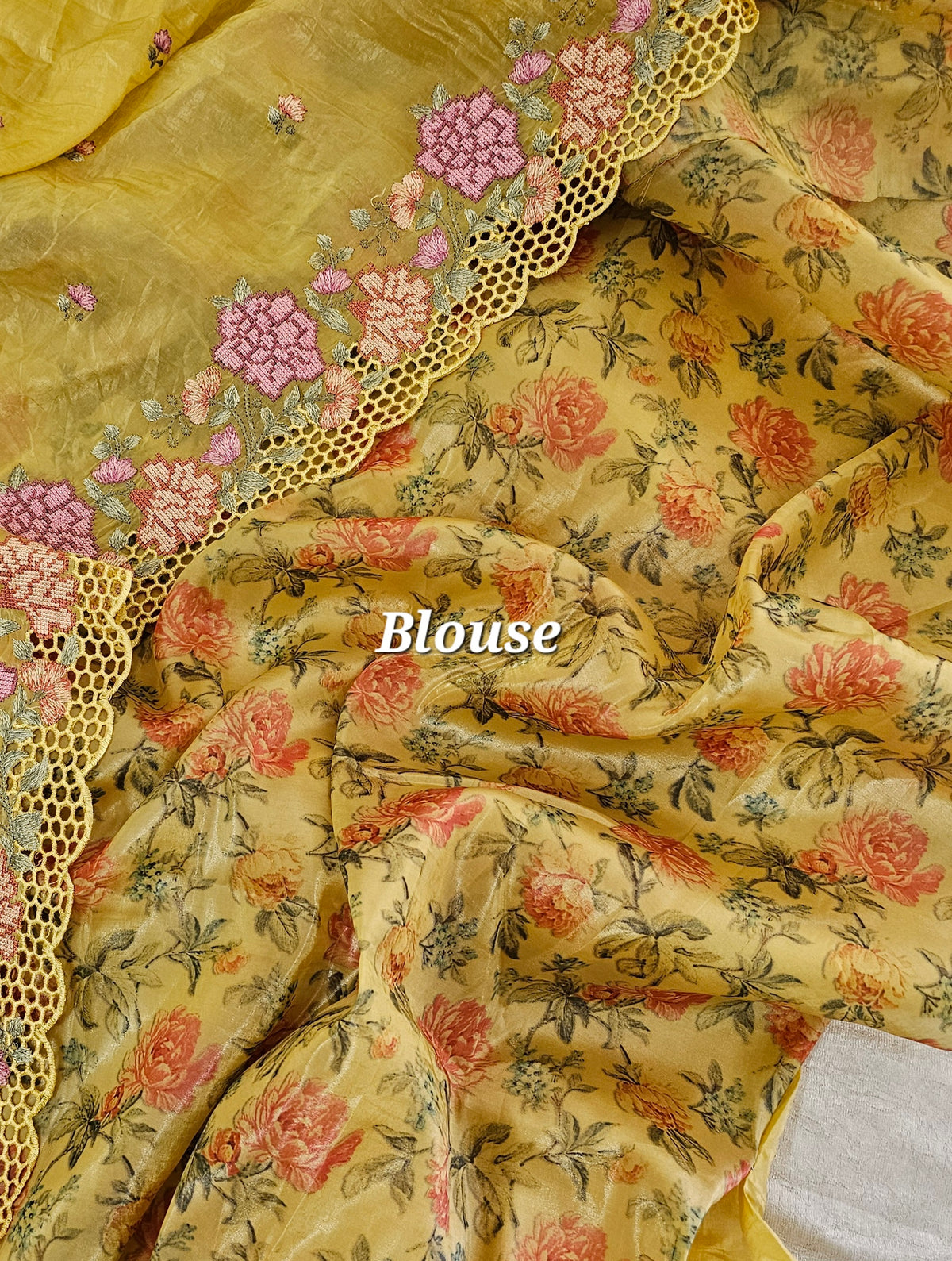 Premium Crushed Designer Soft Saree  -  Yellow