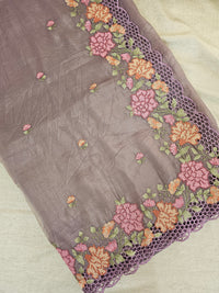 Premium Crushed Designer Soft Saree  -  Lavender