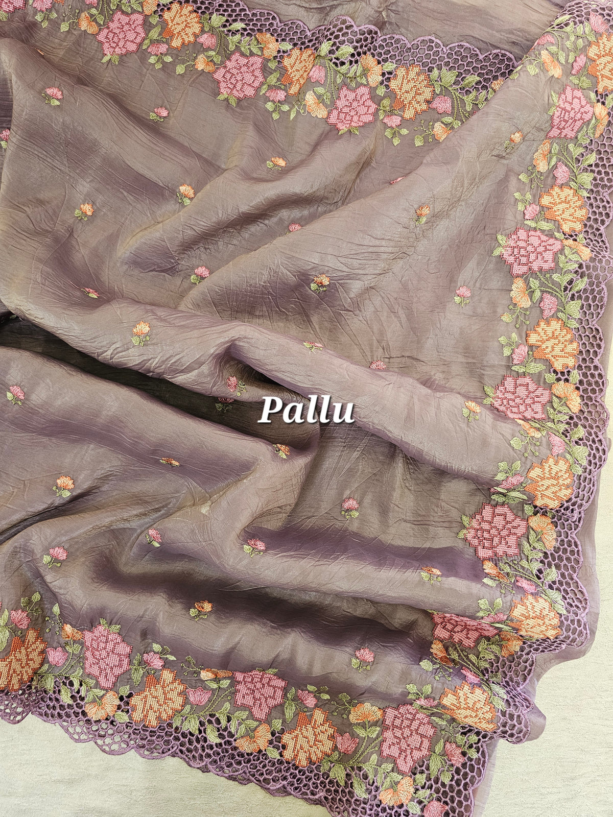 Premium Crushed Designer Soft Saree  -  Lavender