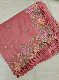 Premium Crushed Designer Soft Saree  -  Pink