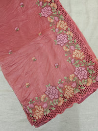 Premium Crushed Designer Soft Saree  -  Pink