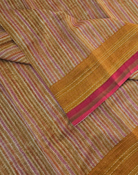 Pure Chanderi Butter Silk - Mustard Yellow with Red