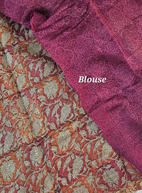 Pure Chanderi Butter Silk - Orange with Maroon