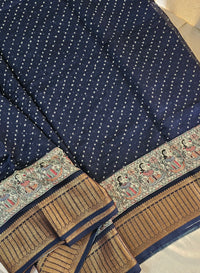 Pure Chanderi Butter Silk - Dark Blue