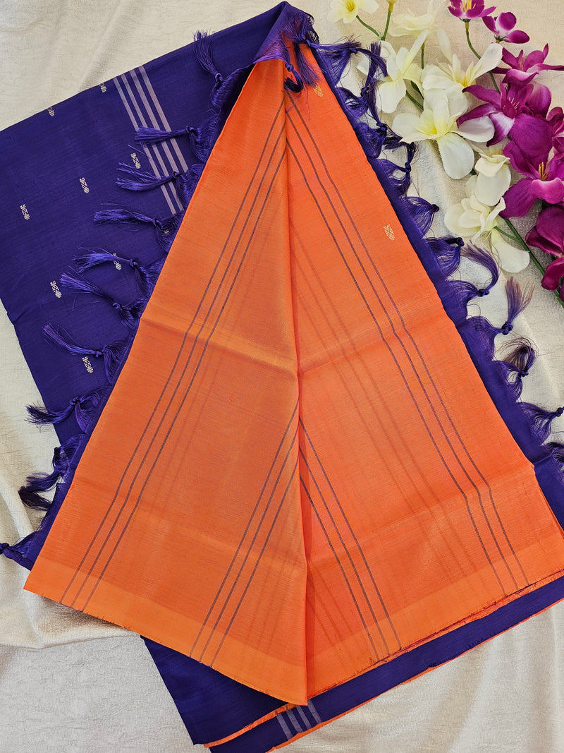 Orange with Violet Chinnalampattu Saree