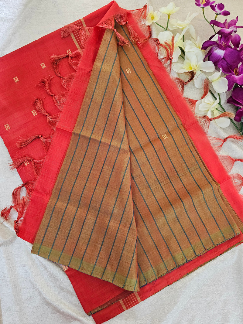 Brown with Red Chinnalampattu Saree